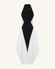 Monochrome Paneled Maxi Dress – Black