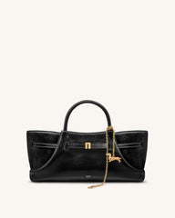 Maeve Dachshund Metal Charm Tote Bag - Black