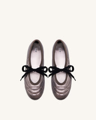 Erika Topstitching Lace-up Ballet Flats - Dark Brown
