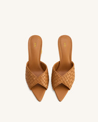Ellie Braided Sphere Heel Mules - Khaki