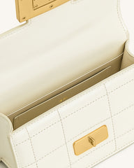 Kaia Bamboo Metal Handle Handbag - White
