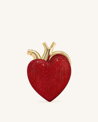 Maren Artificial Crystal Heart Shaped Bag - Red