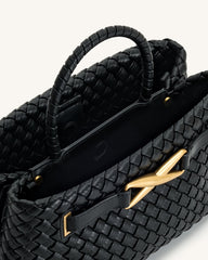 Elora Woven Tote Bag - Black