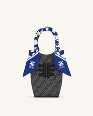 Gradient Checkerboard Faux Silk Twill Scarf - Classic Blue